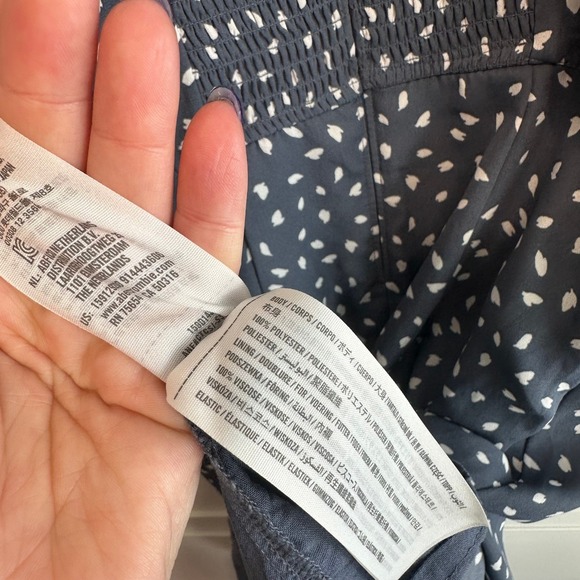 Y2K Abercrombie & Fitch Smocked Midi Dress Polka Dot Side Slit Deer Print XS - Picture 9 of 11